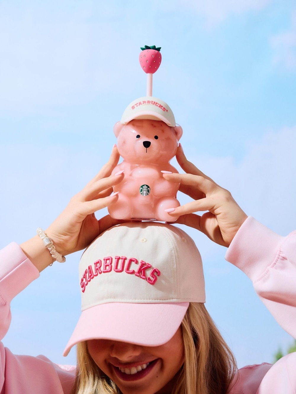 Starbucks Pink Strawberry Bear Sipper Cup with Straw NWT